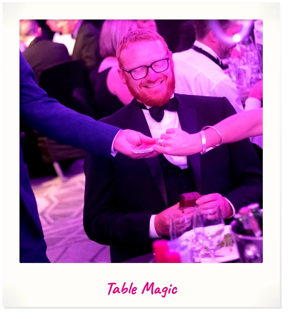 Jody Greig performing table magic between courses at a corporate awards evening