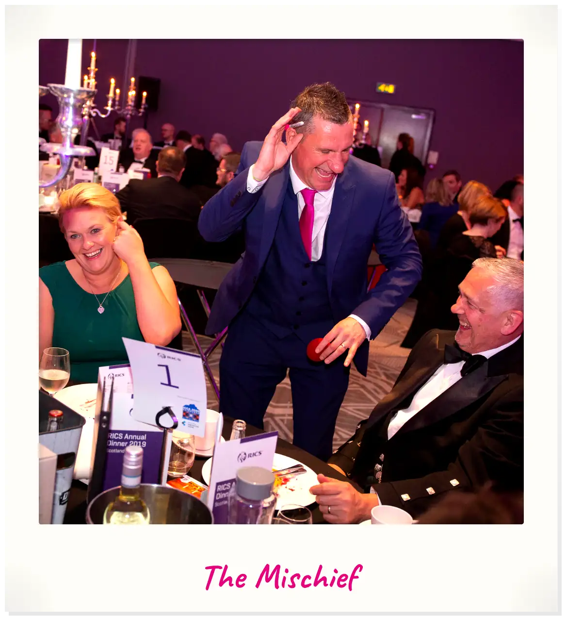 Dunfermline magician entertainment. Jody Greig amazing guests at a corporate dinner in Fife