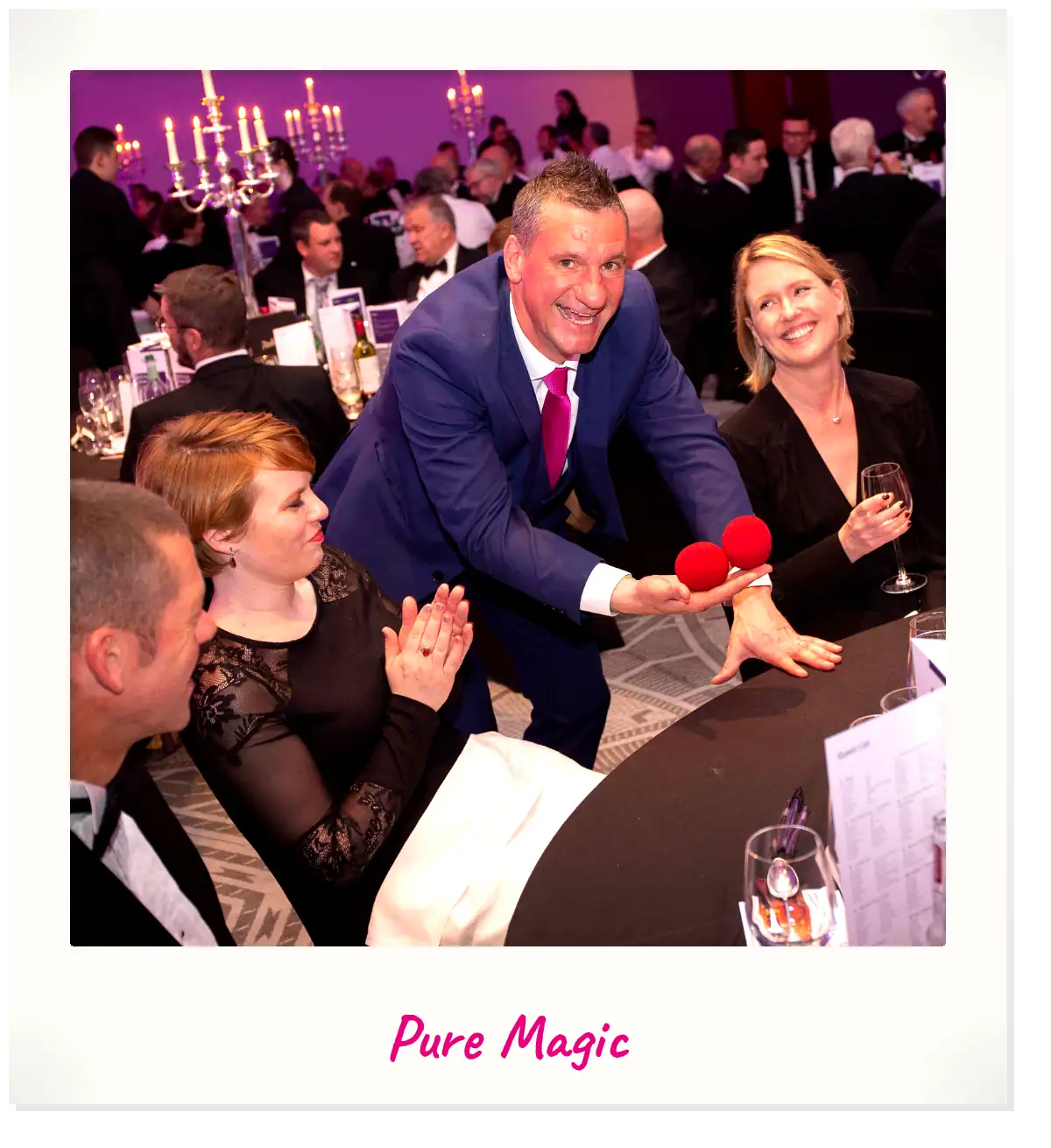 Party magician in Perth amazing guests with close-up magic at a Perthshire event